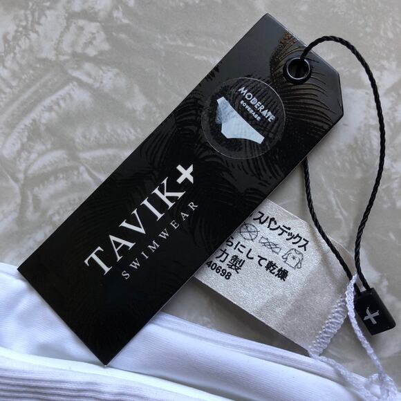 Tavik Revolve White Asher Ribbed Side Knot Moderate Coverage Swim Bikini Bottom - Picture 2 of 10